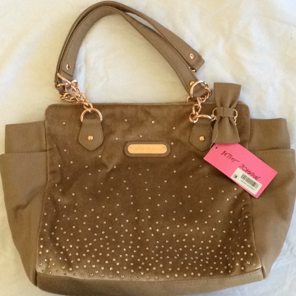 🎀🐵NEW Betsey Johnson Rose Gold Taupe Tote🎀🙊